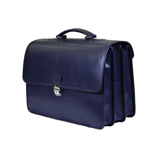 Leather diplomatic bag with three compartments