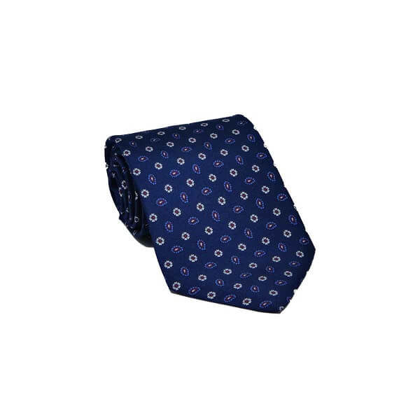Blue sartorial tie in pure silk - Floreal patterns