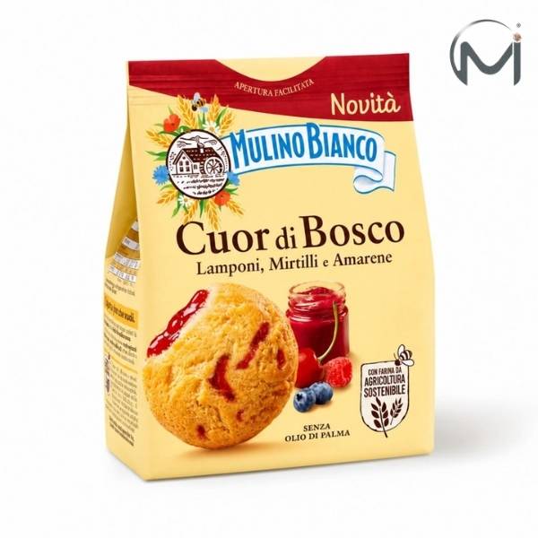 Cuor di bosco mulino Bianco 1 CUOR DI BOSCO MULINO BIANCO 300g Fragrant Italian shortbread biscuits filled with berries and black cherry for sweet moments.